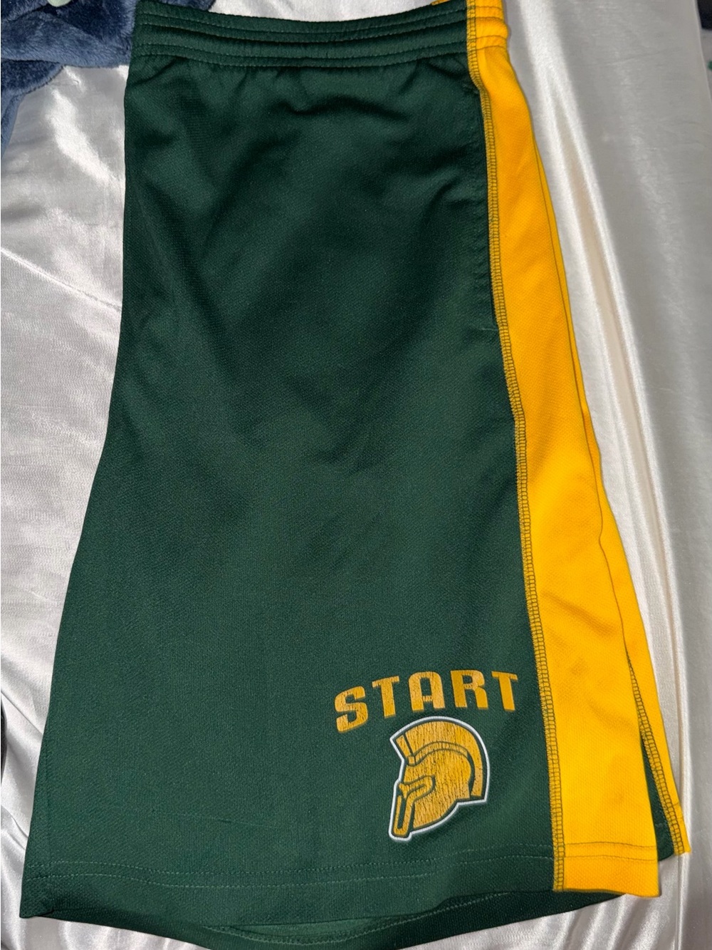 Green & Gold Athletic Shorts with Spartan Logo